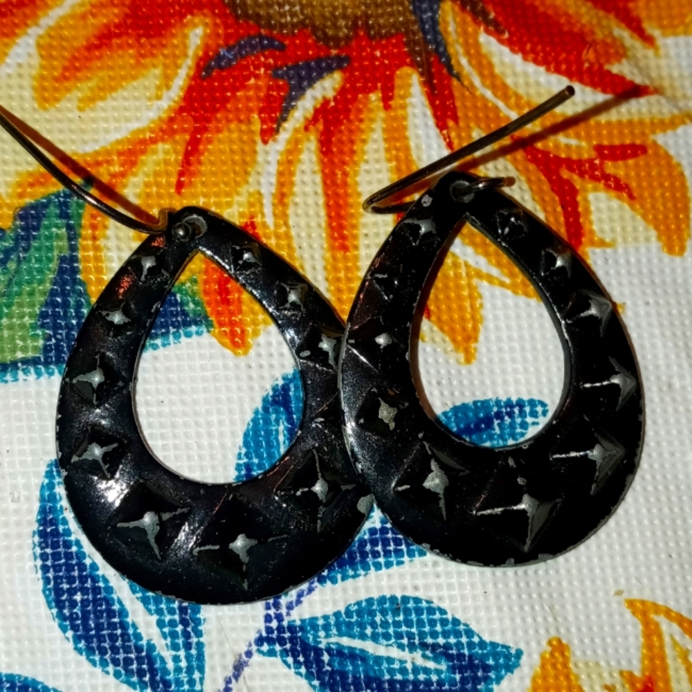 Black hoop earrings new never worn